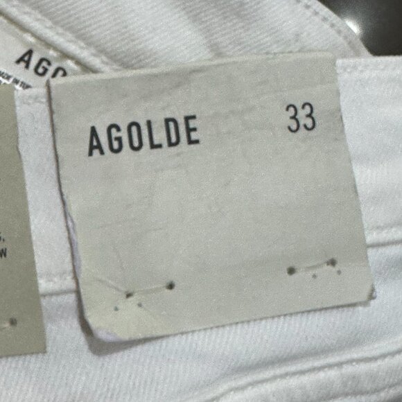 AGOLDE KYE Mid Rise‎ Straight Crop Low Stretch White Denim Jeans Size 33 NWT - Picture 9 of 10